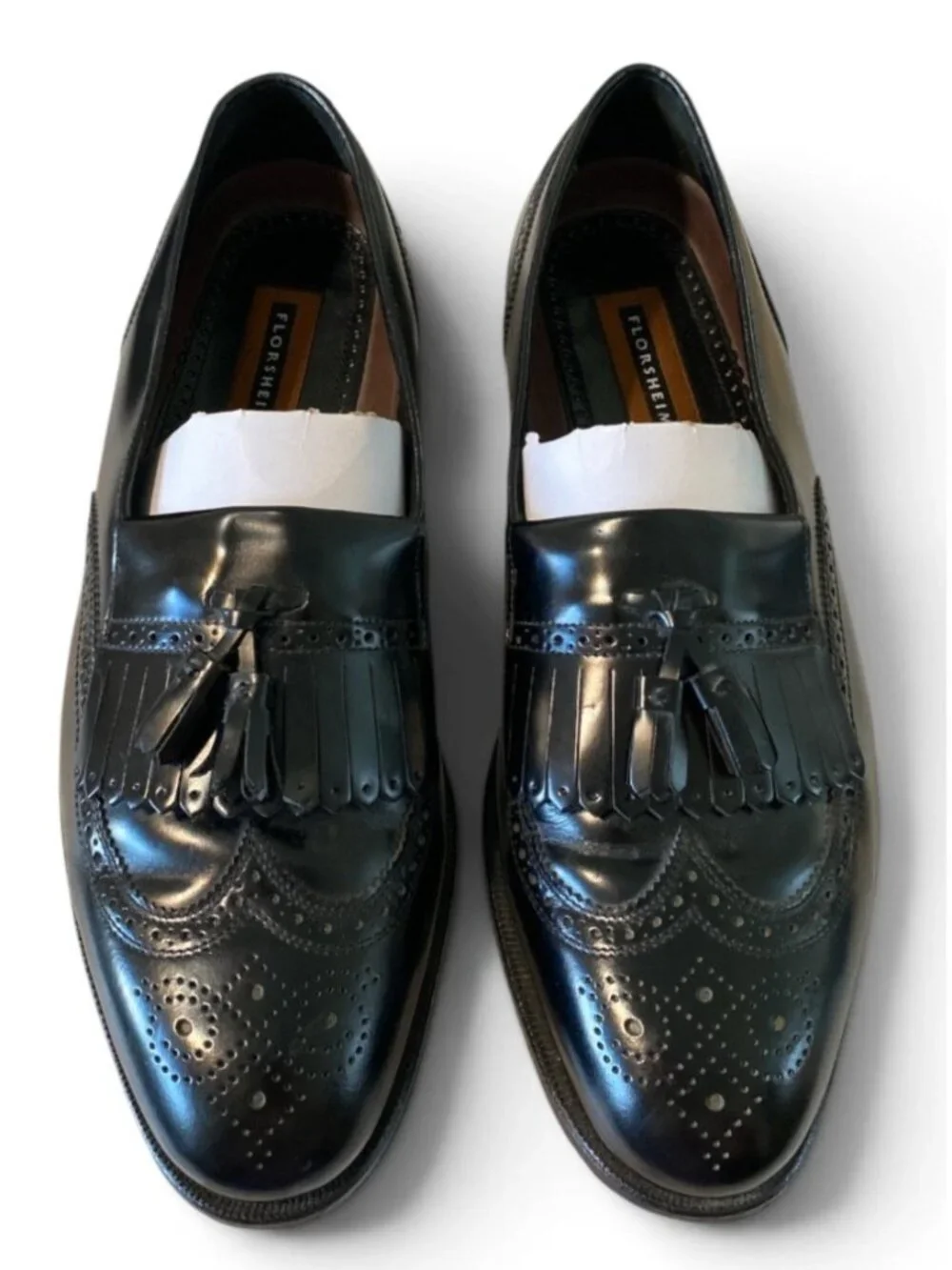 Florsheim Men’s Leather Lexingon Wingtip Tassel Slip On Dress Shoes Sz 11.5 Blk